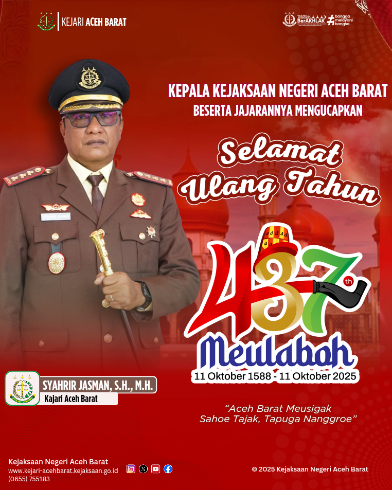 Selamat HUT Kota Meulaboh yang Ke-437 Tahun!